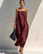 Vyla™ Minimalist Ruffle Neck Cami Maxi Dress