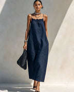 Vyla™ Minimalist Ruffle Neck Cami Maxi Dress