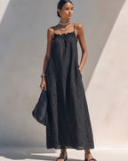 Vyla™ Minimalist Ruffle Neck Cami Maxi Dress