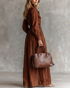 Vyla™ French Chic Zip-Up Lapel Maxi Dress