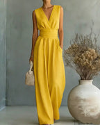 Vyla™ Elegant V-Neck Sleeveless Jumpsuit