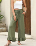 Vyla™ Ruffle Hem Wide Leg Lounge Pants With Drawstring Waist