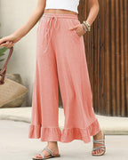Vyla™ Ruffle Hem Wide Leg Lounge Pants With Drawstring Waist