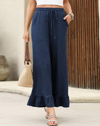 Vyla™ Ruffle Hem Wide Leg Lounge Pants With Drawstring Waist