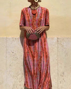 Vyla™ Boho V-Neck Printed Midi Dress