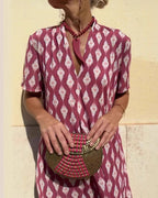 Vyla™ Boho V-Neck Printed Midi Dress