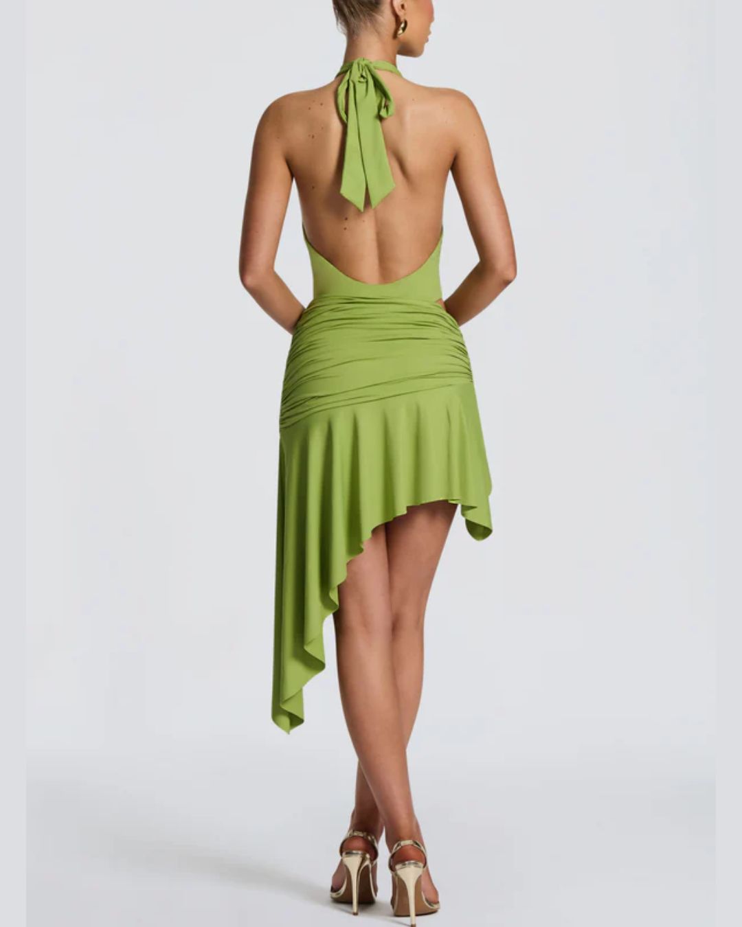 Vyla™ V Halter Twist Asymmetric Mini Dress