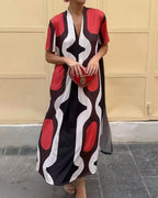 Vyla™ Boho V-Neck Printed Midi Dress
