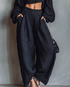 Vyla™ Off-Shoulder Crop Top and Wide Leg Pants Two-Piece Set
