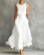 Vyla™ Sleeveless Tie-Waist Flowy Maxi Dress