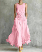 Vyla™ Sleeveless Tie-Waist Flowy Maxi Dress