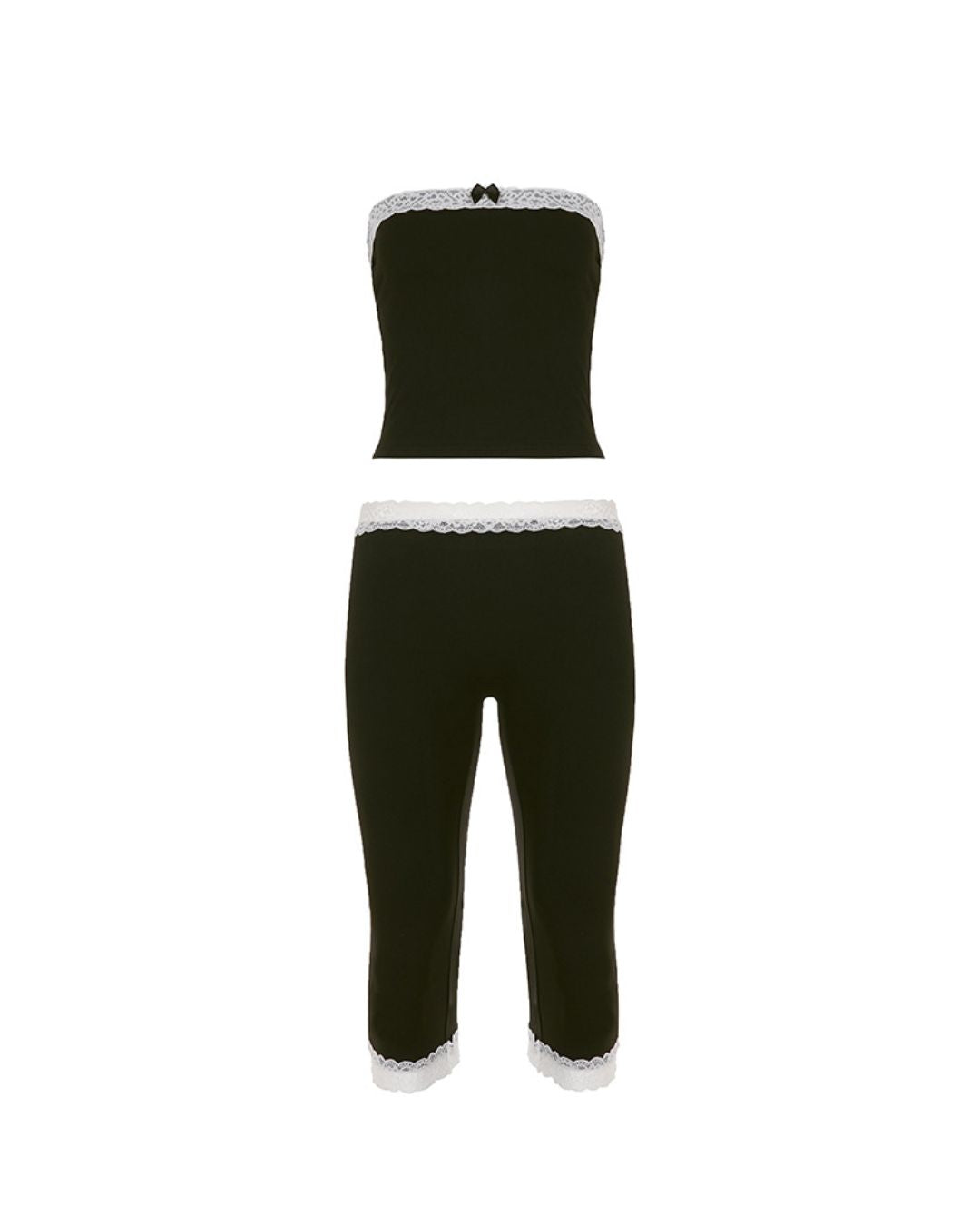 Vyla™ Lace Patchwork Bow Bandeau & Capri Set