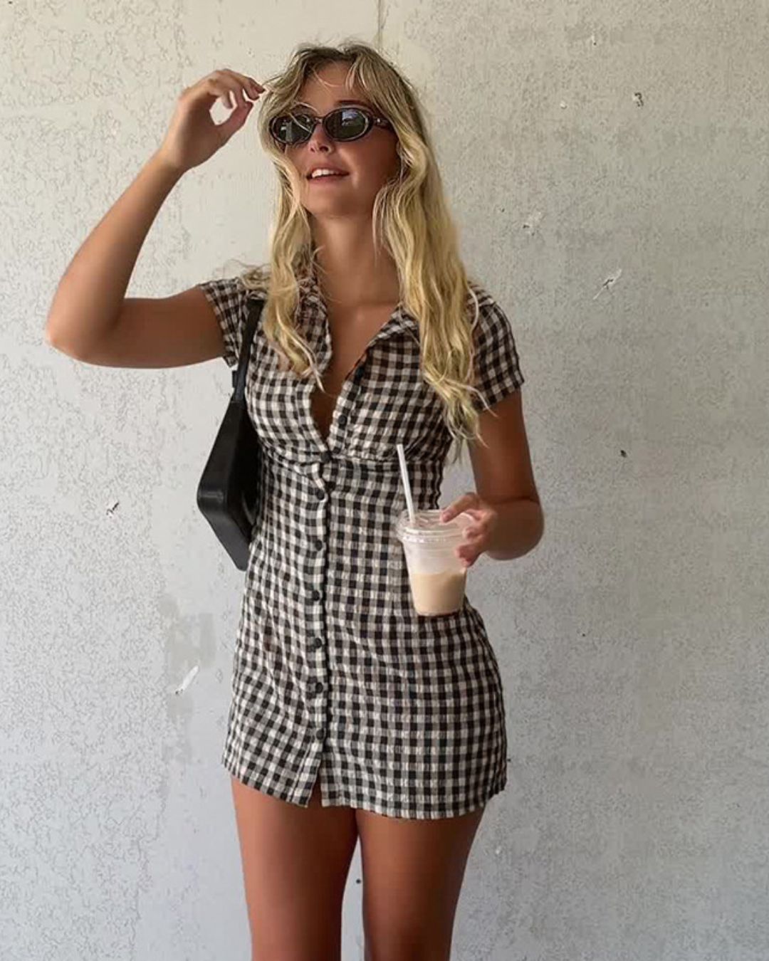 Vyla™ Motley Mini Dress Brown Check