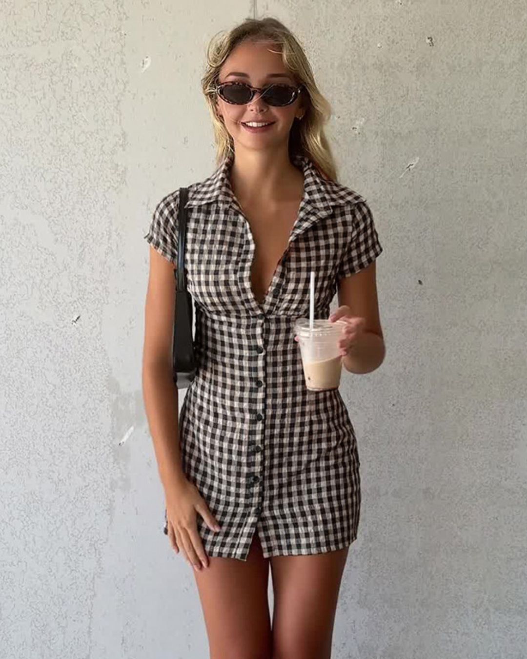 Vyla™ Motley Mini Dress Brown Check