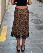 Vyla™ Leopard Lace Patchwork Sheer Midi Skirt