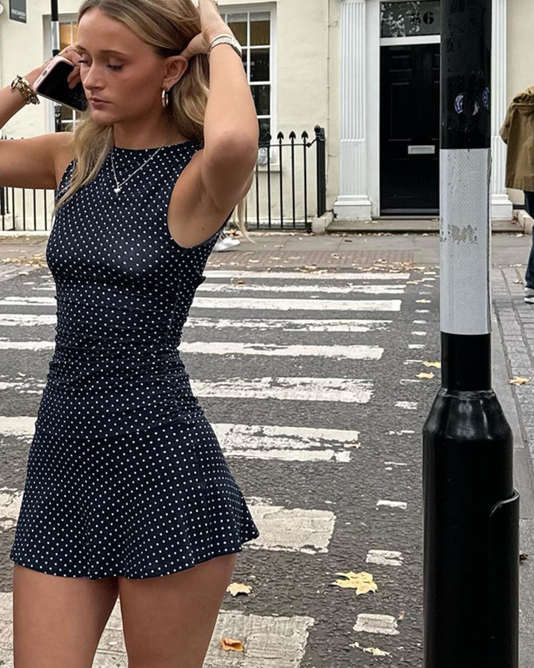 Vyla™ Polka Dot Drop Waist Mini Dress