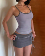 Vyla™ Fitted Tank Lace-Up Mini Skirt Set