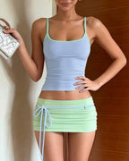 Vyla™ Fitted Tank Lace-Up Mini Skirt Set