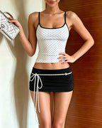 Vyla™ Fitted Tank Lace-Up Mini Skirt Set