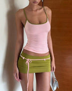 Vyla™ Fitted Tank Lace-Up Mini Skirt Set
