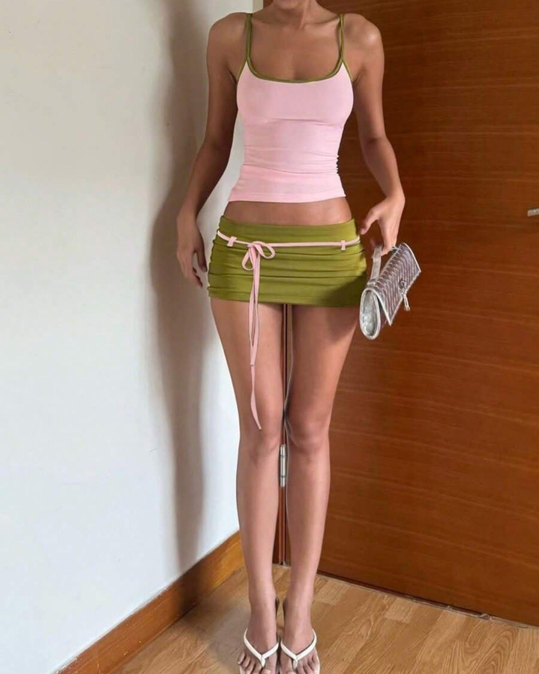 Vyla™ Fitted Tank Lace-Up Mini Skirt Set