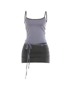 Vyla™ Fitted Tank Lace-Up Mini Skirt Set