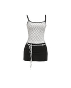 Vyla™ Fitted Tank Lace-Up Mini Skirt Set
