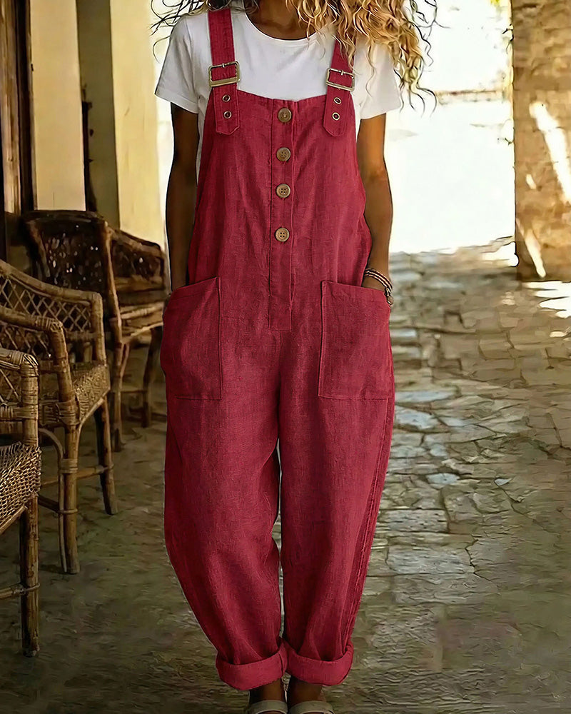 Vyla™ Vintage Long Overalls With Pockets
