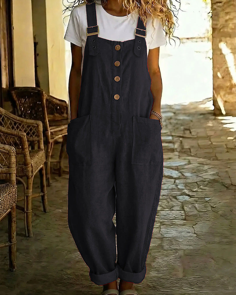 Vyla™ Vintage Long Overalls With Pockets