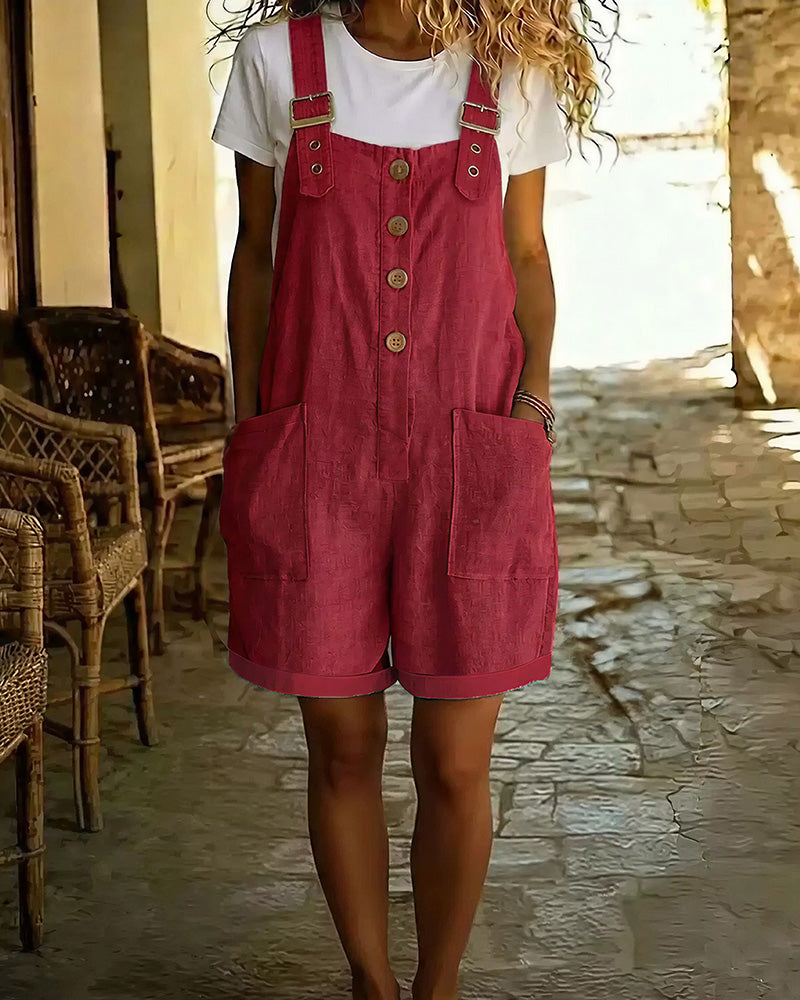 Vyla™ Vintage Short Overalls With Pockets