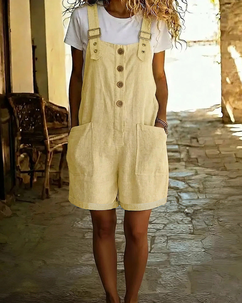 Vyla™ Vintage Short Overalls With Pockets