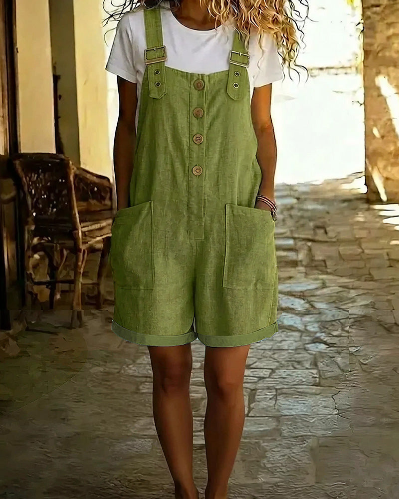 Vyla™ Vintage Short Overalls With Pockets