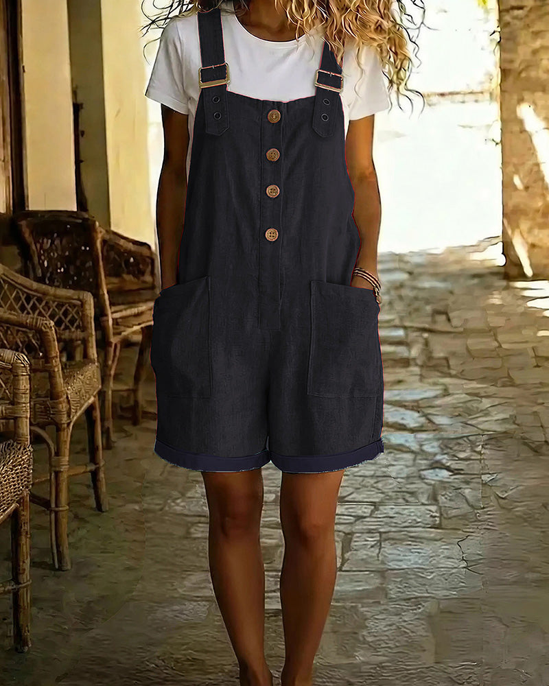 Vyla™ Vintage Short Overalls With Pockets