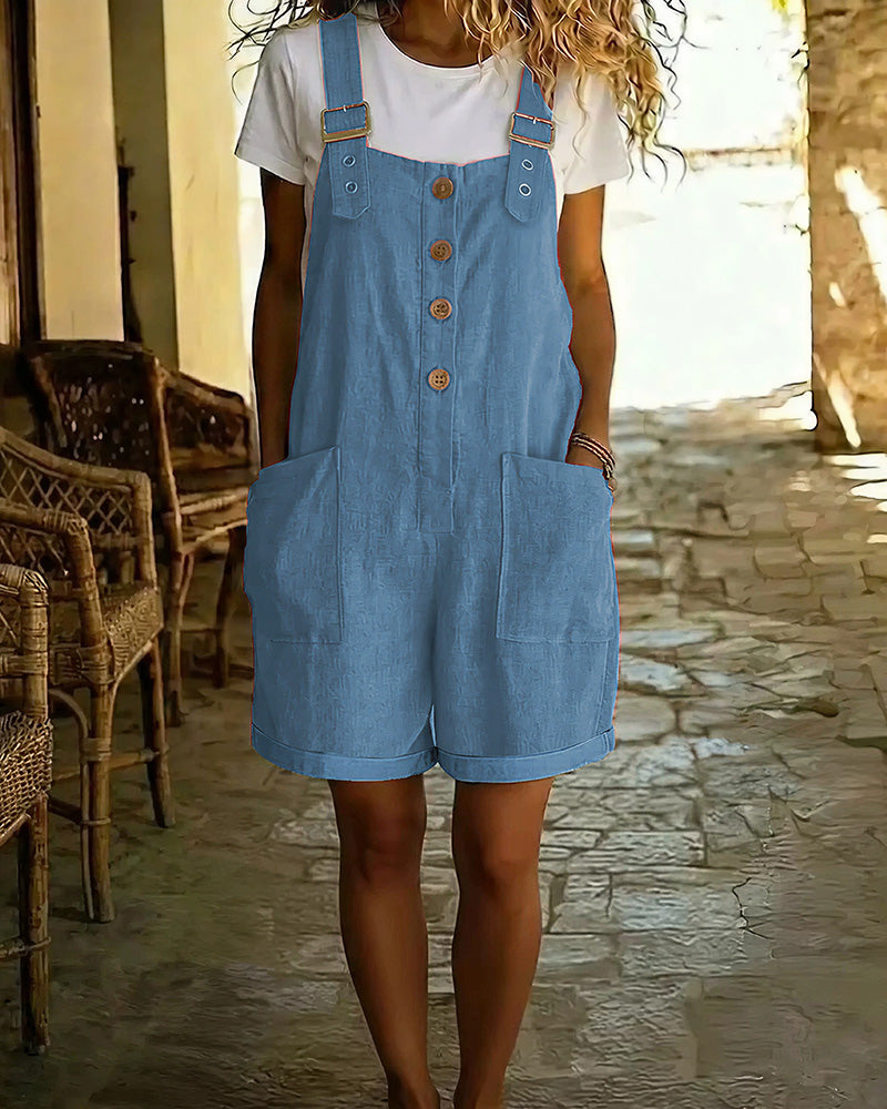 Vyla™ Vintage Short Overalls With Pockets
