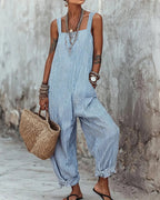 Vyla™ Striped Sleeveless Loose Jumpsuit Summer Casual Romper