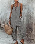Vyla™ Striped Sleeveless Loose Jumpsuit Summer Casual Romper