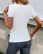 Vyla™ V-Neck Wrap Ruched Top With Button Details