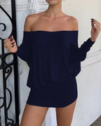 Vyla™ Off-Shoulder Draped Dolman Sleeve Bodycon Mini Dress