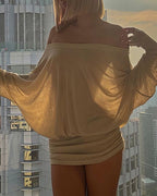 Vyla™ Off-Shoulder Draped Dolman Sleeve Bodycon Mini Dress