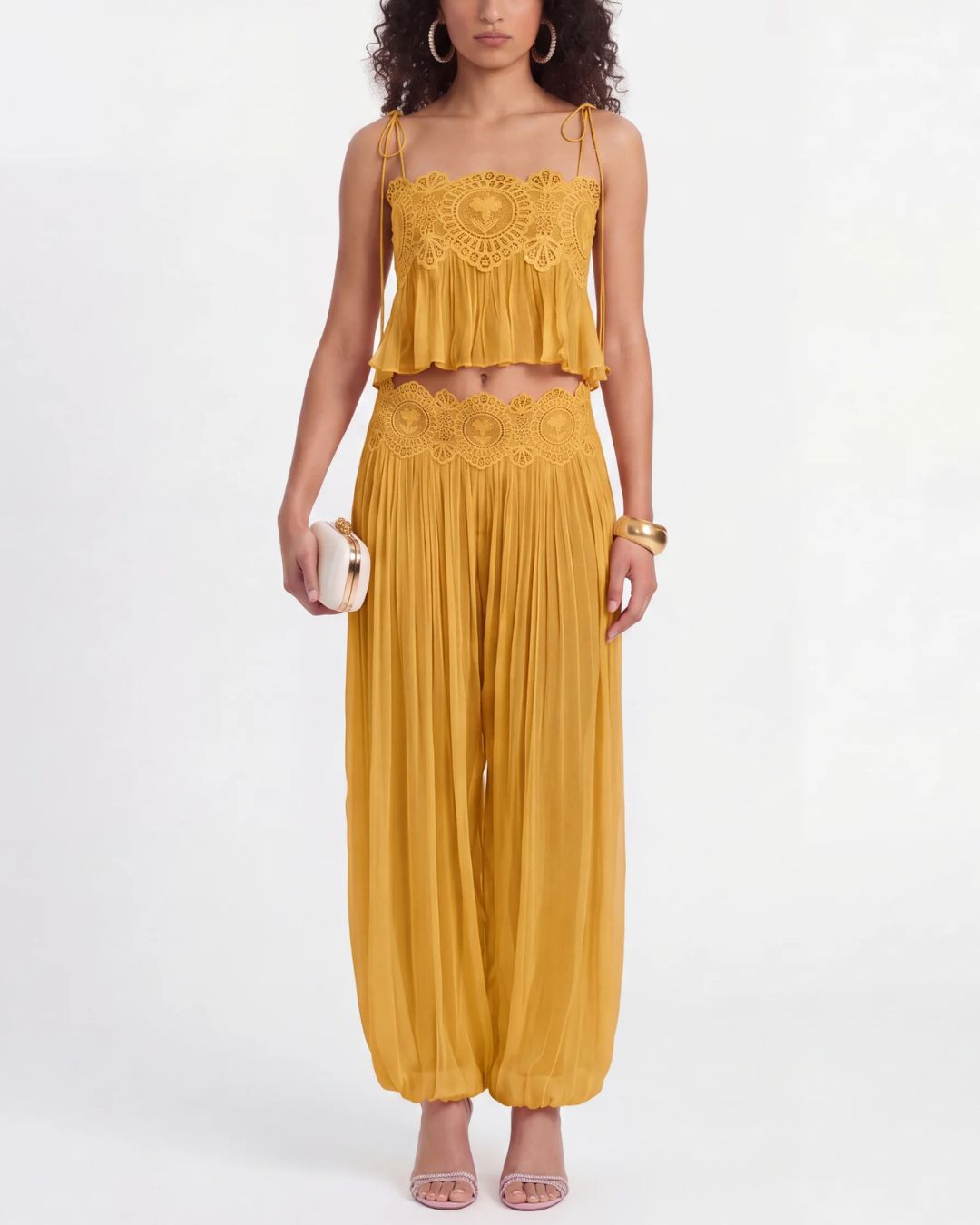Vyla™ Slim Fit Ruffle Trim Open-Back Chiffon Set