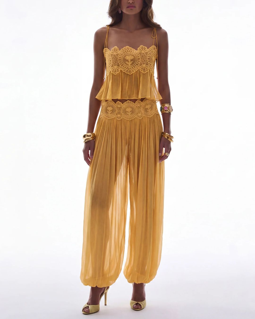 Vyla™ Slim Fit Ruffle Trim Open-Back Chiffon Set