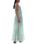 Vyla™ Slim Fit Ruffle Trim Open-Back Chiffon Set