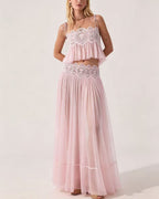 Vyla™ Slim Fit Ruffle Trim Open-Back Chiffon Set