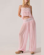 Vyla™ Slim Fit Ruffle Trim Open-Back Chiffon Set