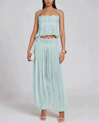 Vyla™ Slim Fit Ruffle Trim Open-Back Chiffon Set