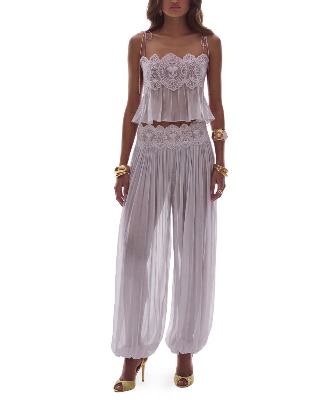 Vyla™ Slim Fit Ruffle Trim Open-Back Chiffon Set