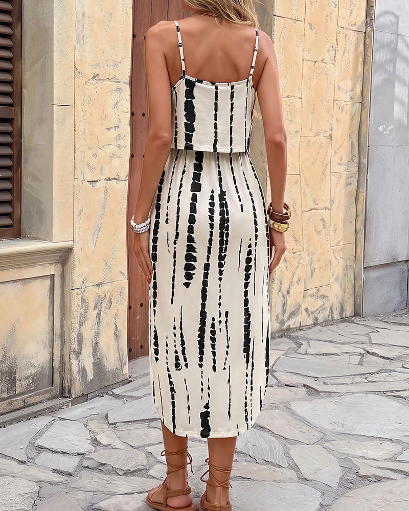 Vyla™ Tie-Dye Midi Slip Dress With Side Slit