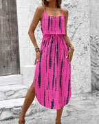 Vyla™ Tie-Dye Midi Slip Dress With Side Slit