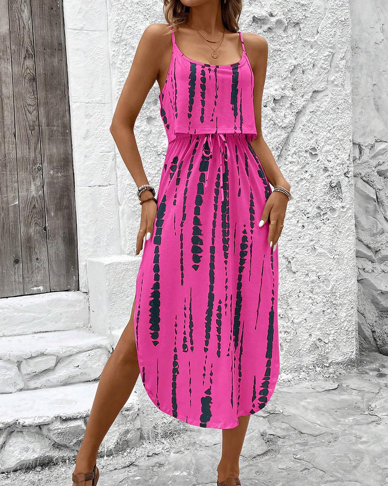 Vyla™ Tie-Dye Midi Slip Dress With Side Slit