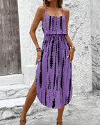 Vyla™ Tie-Dye Midi Slip Dress With Side Slit
